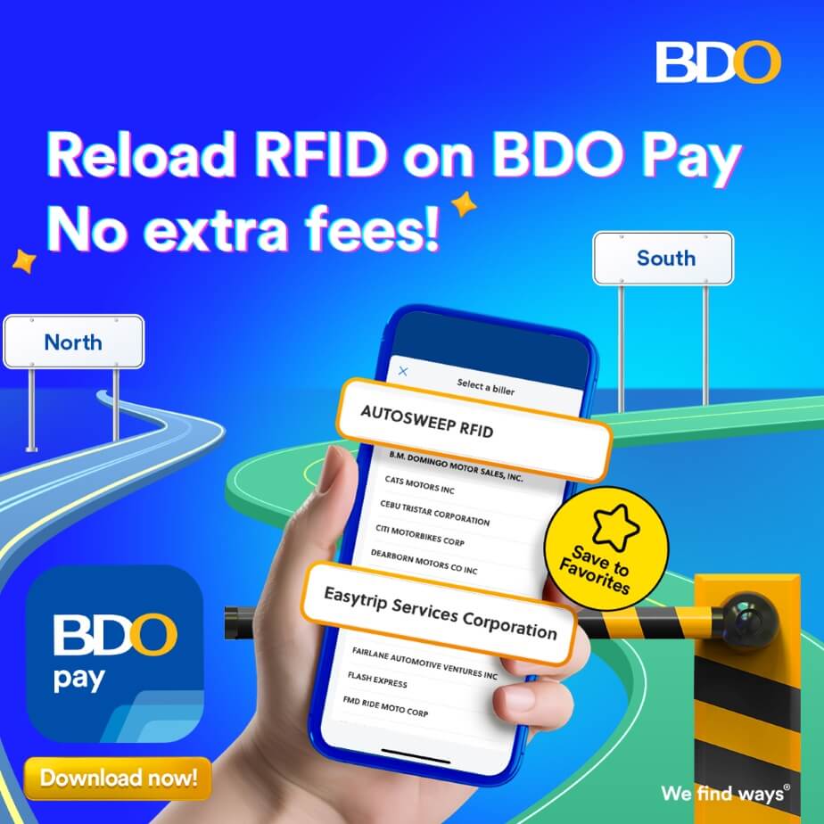 Bdo Scan Send Pay BDO Pay offers free, instant RFID reloads for motorists