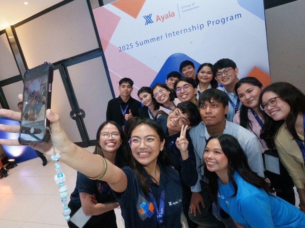 Program facilitators take a group photo with some interns at their recent onboarding for the Ayala Group Summer Internship Program. /Contributed photo