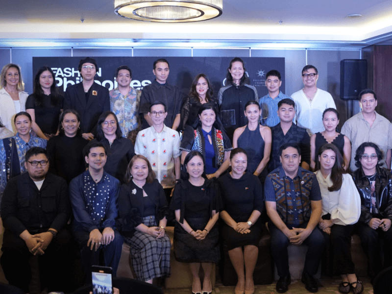DTI and CITEM officials led by Trade Secretary Ma. Cristina Roque with the Filipino designers selected for the fashion mentorship program./Photo from DTI (Click the photo to view full image)