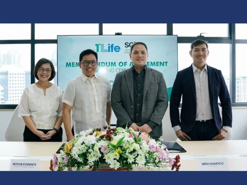 From left: SGD COO Norely Gil, SGD president Ritche Joseph Manuel Evidente, 1Life president Ni&ntilde;o Namoco, and 1Life laboratory partnerships & compliance head Allister Adam Ora&ntilde;a. | Contributed photo