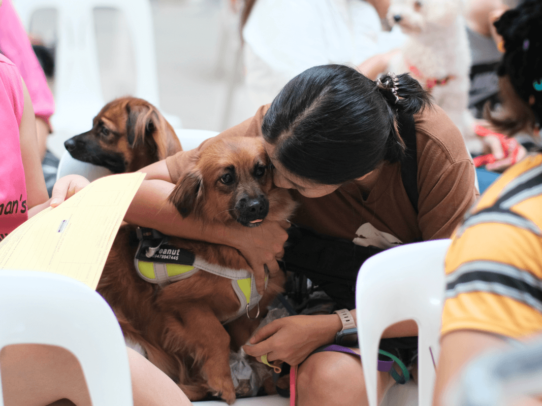 A dog owner shares a comforting moment with her furry friend while waiting in line for the free anti-rabies vaccination event. | Contributed photo