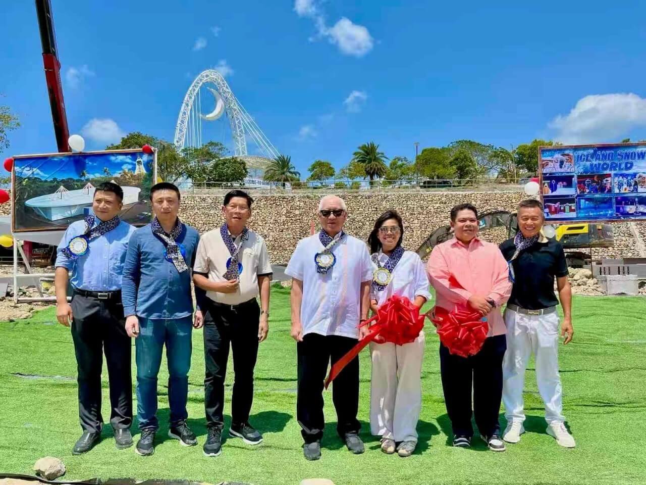 Key officials and partners attend the ceremonial groundbreaking of Ice World, a new indoor attraction at the Montemaria International Pilgrimage and Conference Center in Batangas. Present are Shao Fei of Dalian Bingshan Co.; Wang Yu of Balili Packaging Co. Inc.; Engr. Arturo V. Magtibay, AbaCore COO; Batangas Vice Governor Hermilando &ldquo;Dodo&rdquo; Mandanas; Atty. Angelica C. Mandanas; Atty. Antonio Victoriano F. Gregorio III, AbaCore chairman and president; and Guoan Wu, president of Montemaria Resort OPC. | Contributed photo