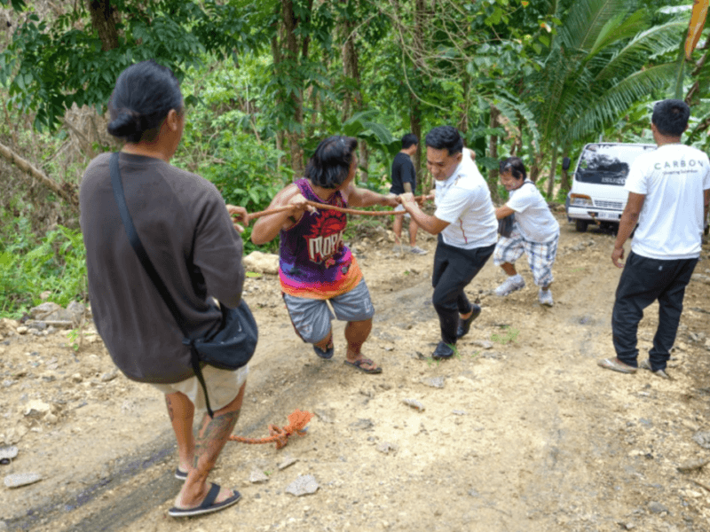 No road is too challenging when communities lead the way. Aboitiz Foundation and its partners traverse rugged terrain to bring CarbonPH's forest restoration program, training, and resources directly to people's organizations in Cebu&mdash;empowering local stewards to restore forests and build climate resilience for generations to come. | Contributed photo