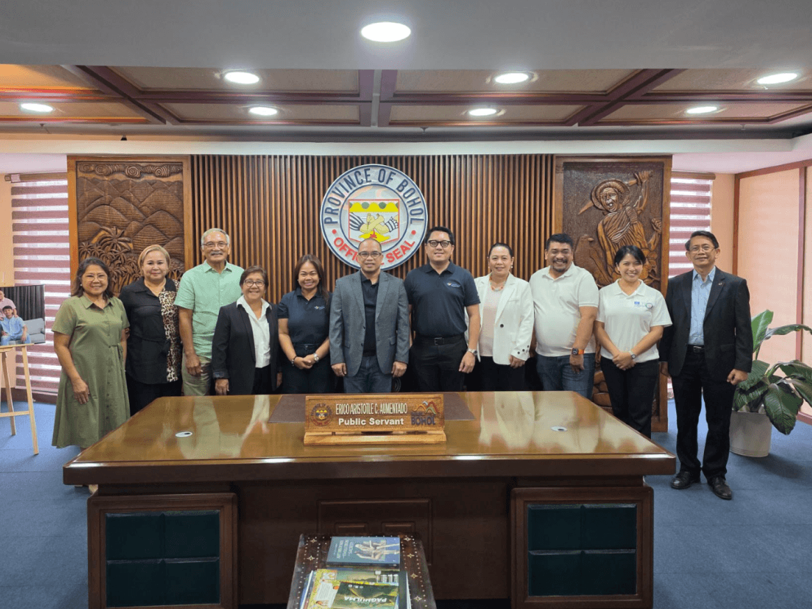 AIC Airports head of tourism and destination marketing Blessie Cruz and Aboitiz InfraCapital first vice president Christopher Camba meet with Bohol Gov. Erico Aristotle Aumentado and tourism industry stakeholders to discuss ways to develop the province&rsquo;s tourism offerings, strengthen air connectivity and promote Bohol as a destination. | Contributed photo