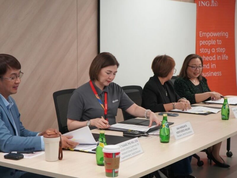 Aboitiz Foundation and ING Hubs Philippines formalize their partnership to power four last-mile schools in Bulacan through AuroraPH, expanding learning opportunities in remote communities. In the photo are the signatories: Jaime T. Tugade of DepEd Bulacan; Ginggay Hontiveros-Malvar, president of Aboitiz Foundation; Hazel Zaide Delos Santos, country manager of ING Hubs Philippines; and Mary Grace Torralba, head of Legal of ING Hubs Philippines. | Contributed photo