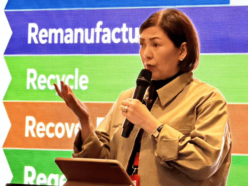 Aboitiz Equity Ventures chief reputation and sustainability officer Ginggay Hontiveros-Malvar discusses the group's strategy for advancing the circular economy across its businesses during the 2026 Philippine Sustainability Now Forum organized by the Italian Chamber of Commerce. | Contributed photo