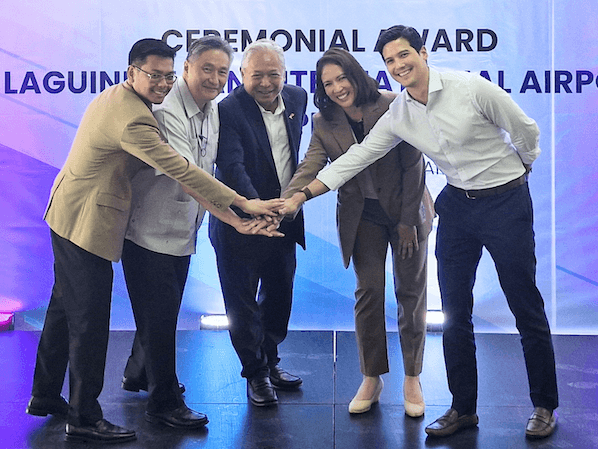 Leading the ceremonial handover last October 11, 2024, at Laguindingan Airport were (from left) Civil Aviation Authority of the Philippines Deputy Director-General Danjun Lucas, Transportation Undersecretary Roberto Lim, transportation  Secretary Jaime Bautista, AIC president and CEO Cosette Canilao, and AIC vice president for airports business Rafael Aboitiz./Contributed Photo