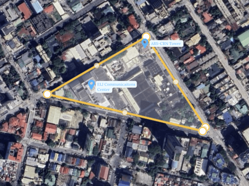 ABS-CBN is selling around 70 percent of its Quezon City headquarters’ land area, including production facilities and its towering broadcast structure, while retaining a 1.4-hectare portion for offices and studios, which includes the ELJ Communications Center. ​Once the deal is finalized, the rest of the property will be ​redeveloped and the ​220-meter tall broadcast tower will be dismantled./Image from Google Earth 