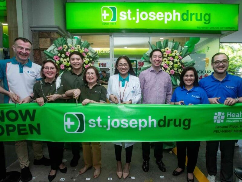 Shown at the launch are officials from AC Health and St. Joseph Drug, with AC Health President and CEO Paolo Borromeo at far right.
