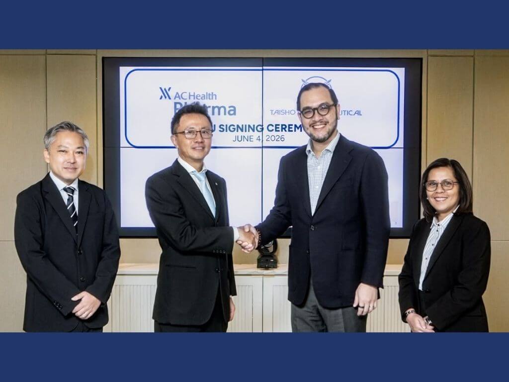 From left: Keisuke Yoshikawa, commercial excellence head of Taisho Pharmaceuticals Philippines, Inc.; Jiang Peng, president of Taisho Pharmaceuticals Philippines, Inc.; Paolo Borromeo, vice chair of AC Health; Atty. Yet Abarca, president and CEO of AC Health Pharma. | Contributed photo