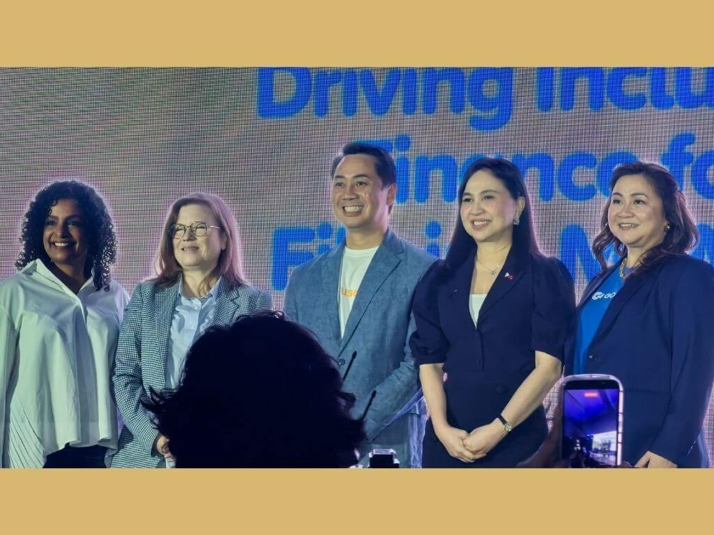From left: Subhashini Chandran, senior vice president of Mastercard Center for Inclusive Growth; Christine Engstrom, director general of Asian Development Bank; Tony Isidro, president and CEO of Fuse Financing; Trade Secretary Cristina Roque, and and Martha Sazon, president and CEO of Mynt. &nbsp;| Photo by Vanessa Hidalgo