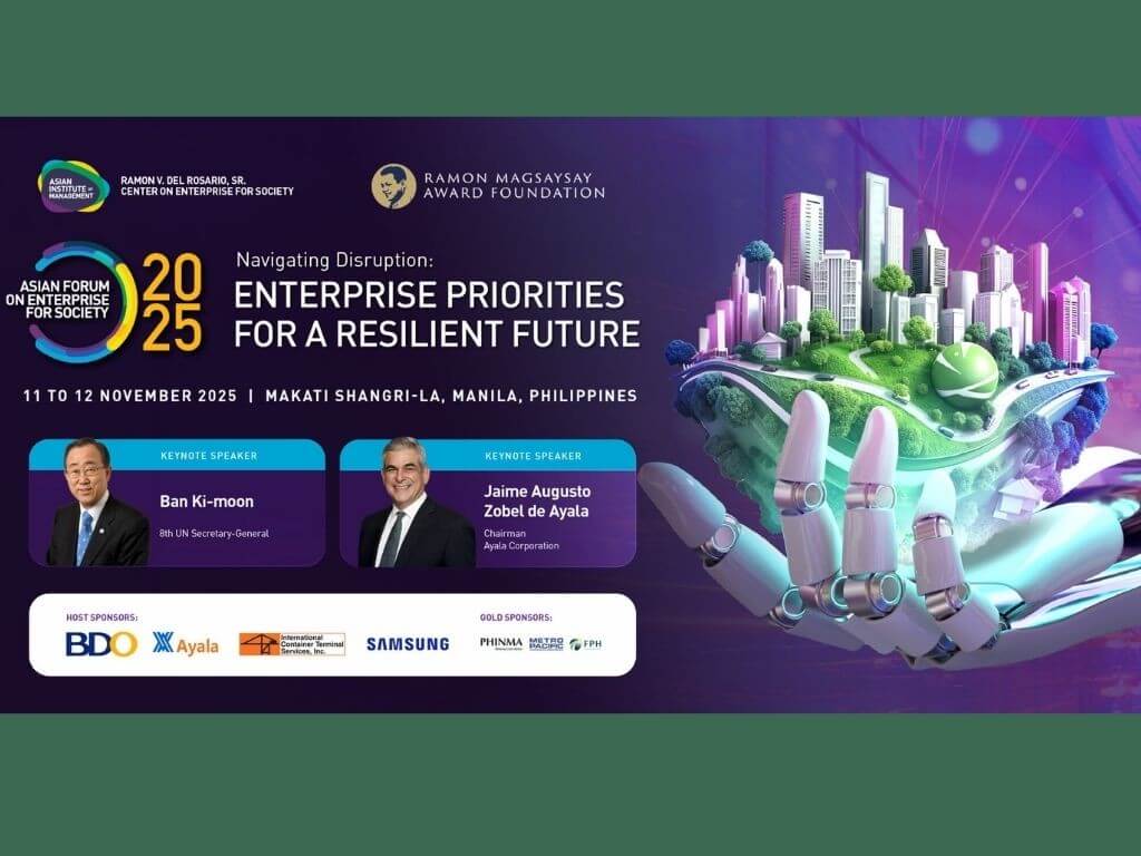 Since its founding in 2002, AFES has grown into one of Asia’s leading platforms for cross-sector dialogue, organized through AIM’s Ramon V. Del Rosario Sr. Center for Corporate Responsibility. Its purpose remains clear: to explore how innovation, partnership, and enterprise can accelerate progress toward a more sustainable and equitable future. | 