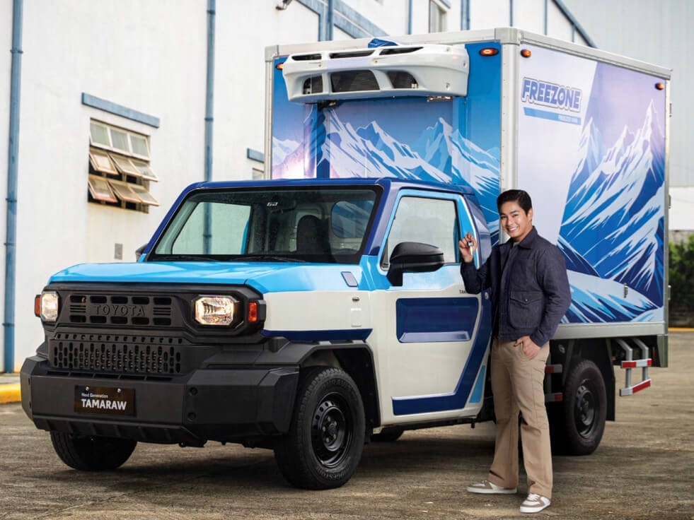 The Next Generation Tamaraw in a freezer van configuration, with the line’s endorser, actor Coco Martin./Contributed Photo