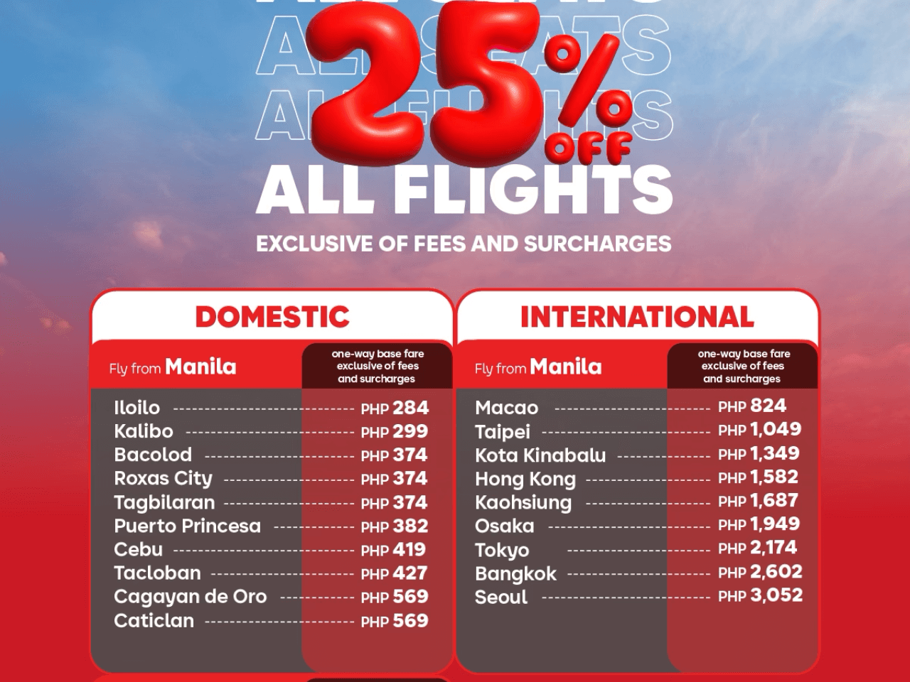 AirAsia Philippines' promotional flyer for its latest seat sale. CLICK TO SEE FULL IMAGE./Contributed Photo