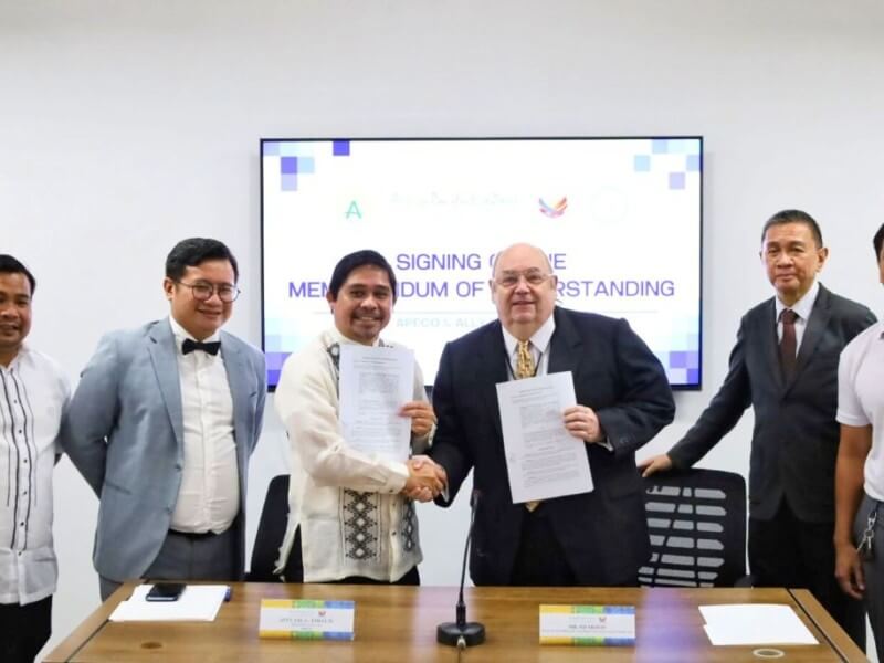 APECO Administrative and Finance department manager Rexzon M. Balacano, Deputy Administrator Angelo Gabriel D. Mantuano, President and CEO Atty. Gil G. Taway IV,Ally Power Inc. head of business development for Asia Ed Travis, assistant director of AsiaOffice Mario Estrada, and APECO finance division manager Eduardo Maurice G. Fiel during the signing of an MOU between APECO and Ally Power at APECO Corporate Campus in Casiguran, Aurora on Jan. 17, 2026. | Contributed photo &nbsp;(Click ​to view the full image)