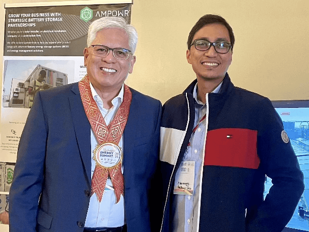 Alternergy Project Manager Neil Tanguilig (right) with Batangas Provincial Administrator Willie Racelis at Batangas Energy Summit./Contributed Photo