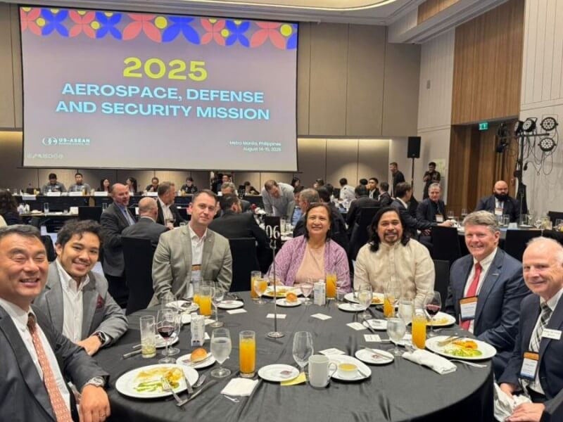 APECO president and CEO Atty. Gil G. Taway IV (3rd from right) joined the U.S. Aerospace, Defense, and Security (ADS) Business Networking in Pasay City on 14 August 2025. The investment promotion agency hopes to get U.S. firms in the ADS sector to locate inside the Casiguran-based ecozone./ Photo from APECO