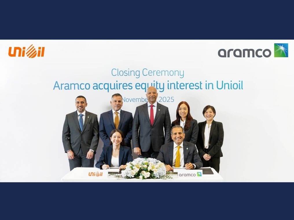 (From left): Janice Eunicia Co Roxas-Chua, CEO of Unioil Petroleum Philippines Inc., and Nader Al Douhan, director - international retail, Aramco; [L-R Standing] Amr T Daiel, director - downstream transaction development, Aramco; Ziyad Al Juraifani, VP- retail, Aramco; Yasser M Mufti, EVP- products and customers, Aramco; Jamie Tan, CFO , Unioil; and Geminesse Co, managing director, Unioil Energy Pte. Ltd., during the contract signing ceremony. | Contributed photo 