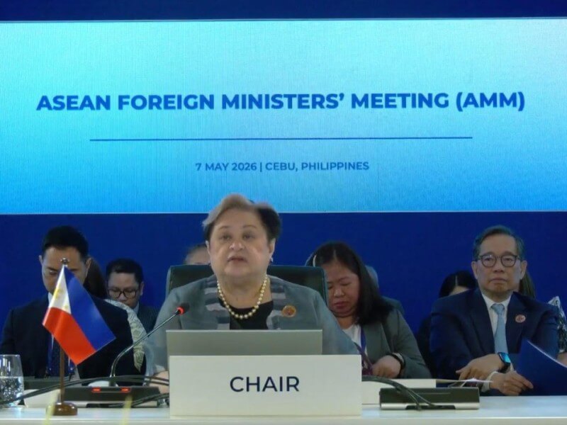 Philippine Foreign Affairs Secretary Ma. Theresa Lazaro, chair of this year&rsquo;s ASEAN Foreign Ministers&rsquo; Meeting, delivers her opening statement at the ASEAN Foreign Ministers&rsquo; Meeting in Cebu. | Photo from the Presidential Communications Office