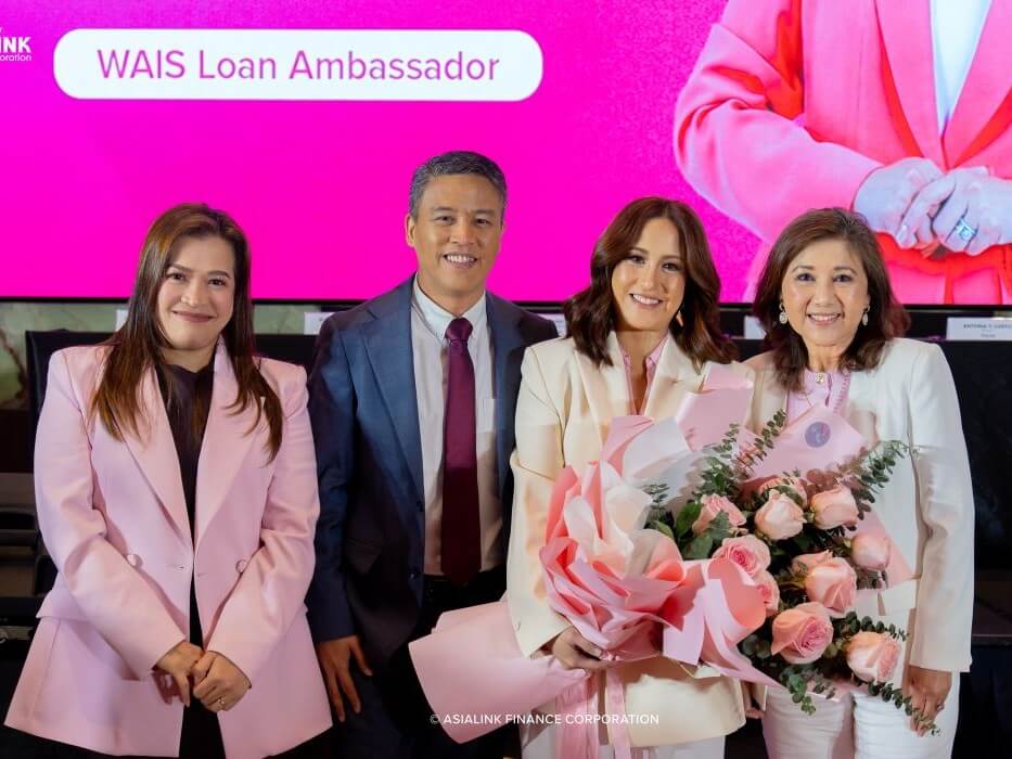 Eleanor Yap, chief operating officer of Asialink Finance Corp.; Samuel Cariño, president and CEO of Asialink Finance Corp.; Jolina Magdangal, newly appointed WAIS loan brand ambassador; and Antonia Y. Lugtu, Asialink Group executive. | Contributed photo