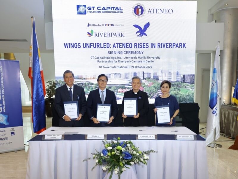 From Left: GTCapital President Mr. Carmelo Maria Luza Bautista, GT Capital Vice Chairman Mr. Alfred V. Ty, Ateneode Manila University President Fr. Roberto Yap, S.J., and Ateneo de Manila University Board of TrusteesChairperson Ms. Bernadine T. Siy./Photo from GT Capital