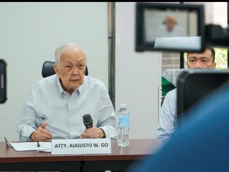 Lawyer Augusto Go, AWG Group chair, speaks to the media about measures to support employees and students.| Photo from the UC Student Organization