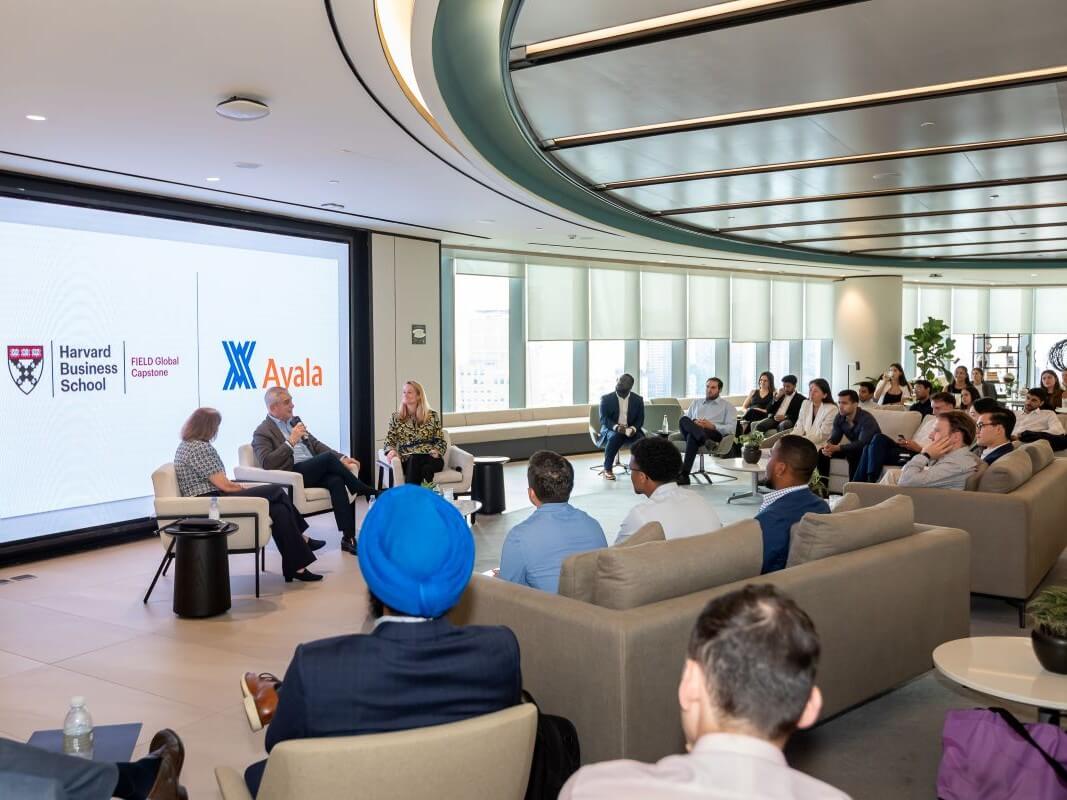 Ayala Corp. and Ayala Land chair Jaime Augusto Zobel de Ayala warmly welcomes Harvard Business School students with an engaging and insightful discussion./ Photo from ALI