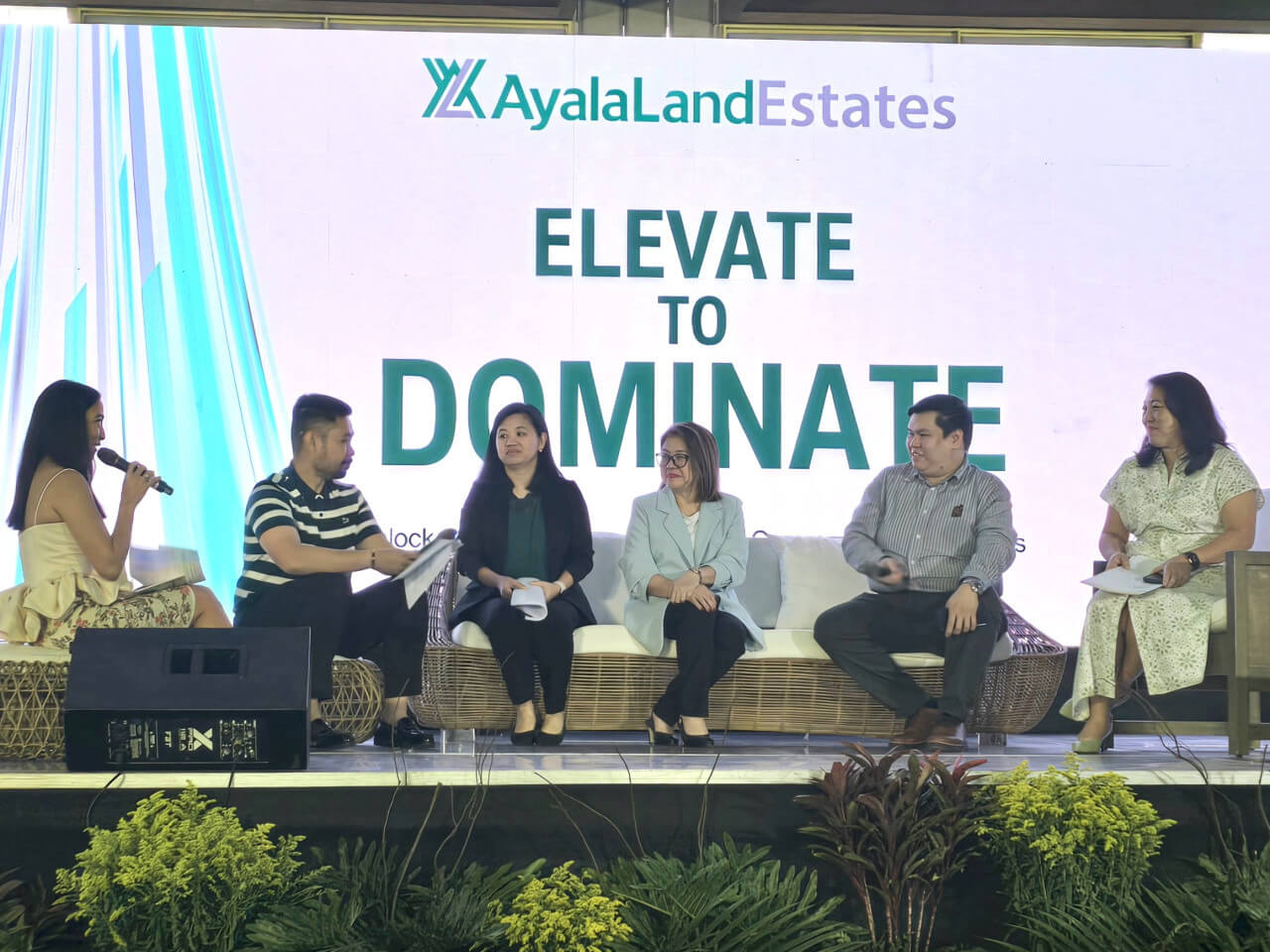 At the &ldquo;Elevate to Dominate&rdquo; event: Rica Balbido, estate development head for Central Luzon; Clarence Carcellar, project development manager; Mirma Tica-Ortiz, student recruitment officer of Miriam College; Dr. Mildred Sevilla, Dean of Miriam College Alviera; Joey Bondoc, director and head of research at Colliers Philippines; Jennylle S. Tupaz, Ayala Land VP and senior estate development head./ Photo from Ayala Land