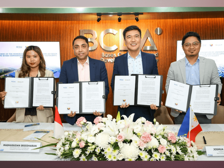 From left: Esyasoft executive assistant to the CEO for Southeast Asia Selvi Aprilia, Esyasoft Technologies Southeast Asia CEO Madhususan Sreedharan, BCDA President and CEO Engr. Joshua M. Bingcang, OIC SVP for conversion and development Engr. Mark P. Torres. | Photo from BCDA