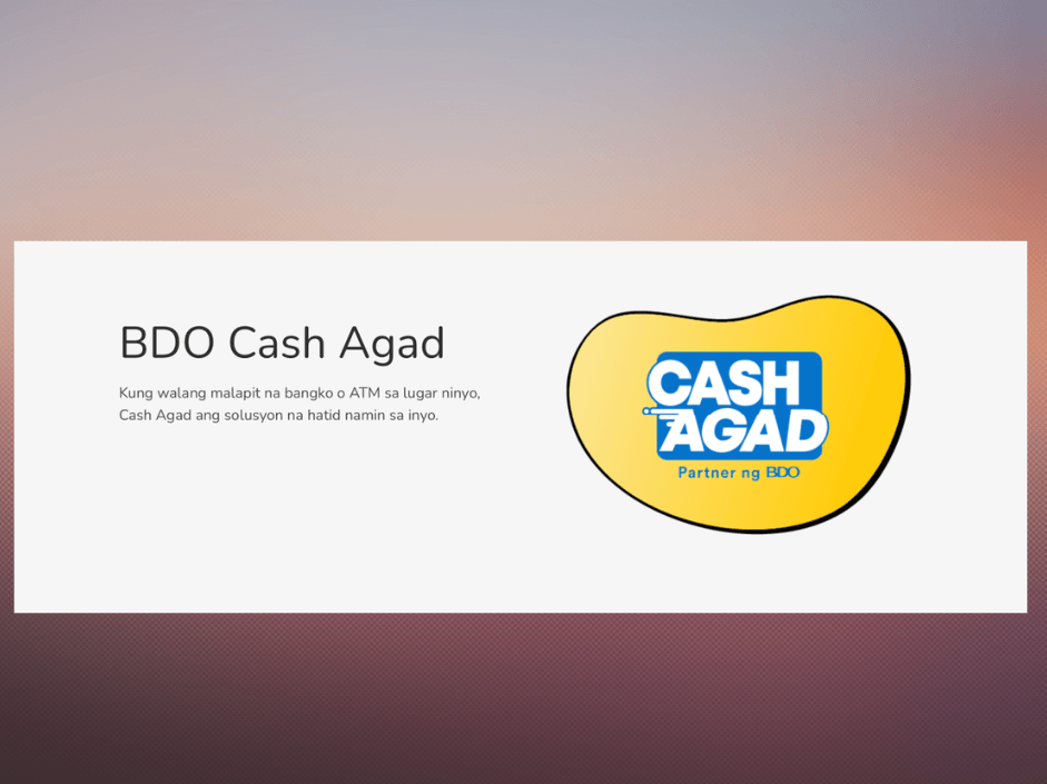 How do you know if a sari-sari store offers Cash Agad? Look for the logo, BDO officials said. | Screengrab from BDO website
