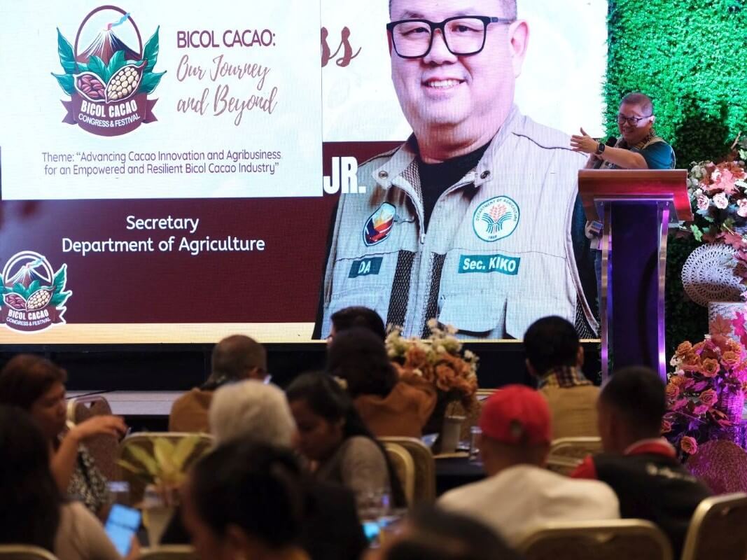 The DA chief at the first Bicol Cacao Congress and the fourth Cacao Festival./ ​Photo from the DA
