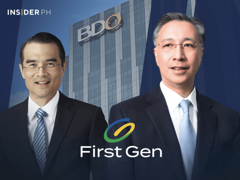 First Gen CEO Federico R. &ldquo;Piki&rdquo; Lopez (left) with BDO Unibank president and CEO Nestor Tan.&nbsp;