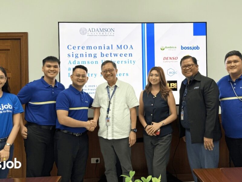 Bossjob’s strong growth and new partnerships include the recent ceremonial MOA signing between Adamson University and other Industry Partners. #Bossjob #FindJobTalkToBoss | Contributed photo  (Click to view full image)