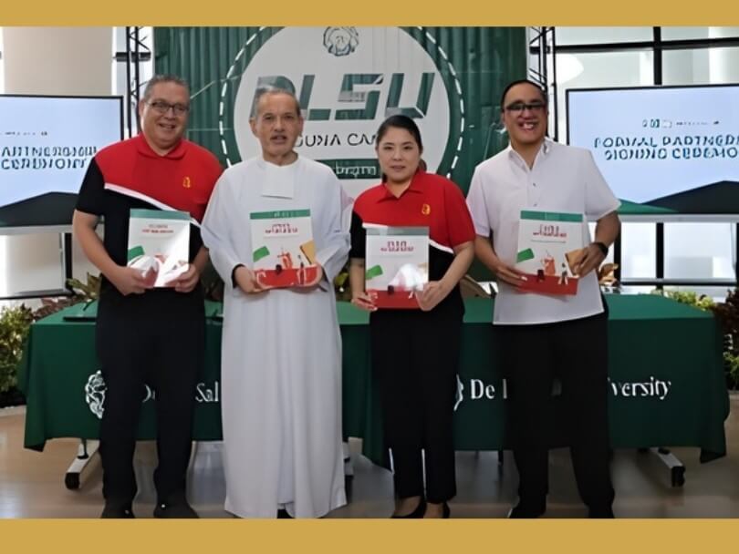  From left: Manolo Nava, BPI Foundation (BPIF) senior program manager; Br. Bernard Oca FSC, De La Salle University (DLSU) president; Carmina Marquez, BPIF executive director; and Dr. Jonathan Dungca, vice president for DLSU Laguna Campus  | Contributed photo