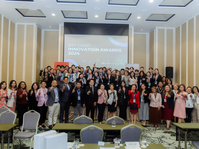 Finalists of the 2024 BPI-DOST Innovation Awards together with esteemed guests, speakers, and representatives from BPI Foundation and the Department of Science and Technology./ Photo from BPI  (Click on the photo to view full image)