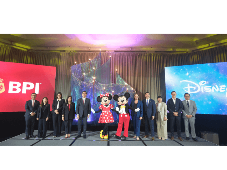 From left, Eric M. Luchangco, EVP, CFO and chief sustainability officer, BPI; Maria Theresa D. Marcial, president & CEO, BPI Wealth; Mariana Beatriz E. Zobel de Ayala, director, BPI, and SVP, Ayala Land; Maria Cristina L. Go, EVP, head of consumer banking, BPI; Jose Teodoro &ldquo;TG&rdquo; K. Limcaoco, president and CEO, BPI; Disney&rsquo;s Minnie Mouse; Mickey Mouse; Sarah Fox, VP & regional general manager, Southeast Asia, Disney Cruise Line; Simon Ho, VP & CFO, Hong Kong Disneyland Resort; Geraldine Naidu, director of Brand Commercialization and market lead, the Philippines, Disney Consumer Products; Ben Cox, VP, Partnerships, Direct-to-Consumer, Asia Pacific, The Walt Disney Company Asia Pacific; Ivan Lee, VP, Corporate Alliances, Asia Pacific, The Walt Disney Company Asia Pacific | Contributed photo