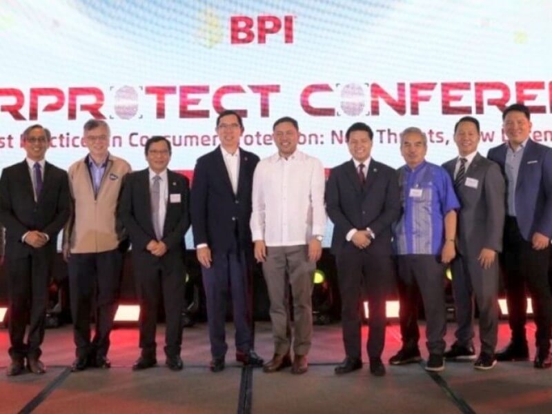 From left: Maria Elena Torrijos, BPI head of public affairs and communications; Engr. Pierre Tito Galla, head of security and compliance department, Enshored Inc.; Professor Philip Kwa, academic program director, Master in Cybersecurity Program, AIM; BSP Deputy Governor Elmore Capule;  BPI president and CEO TG Limcaoco; Senator Mark Villar; Rep. Brian Poe Llamanzares, chair of Global AI Council Philippines; Lito Averia, co-founder of ASEAN Japan Cybersecurity Community Alliance; Atty. Richard Leo Baldueza, secretary of committee on banks and financial intermediaries, House of Representatives; Dr. William Yu, network security expert, Secure Connections; Fitzgerald Chee, head of consumer platforms, BPI; and Jonathan John Paz, enterprise information security officer and data protection officer, BPI. ​/Photo from BPI (Click the photo to view full image)