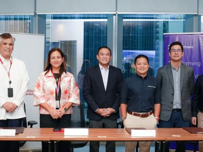 (From left) : BPI’s Jillian Blas, relationship manager; Raquel de Castro, BPI wealth account officer; Raymond Anthony Cirujano, team head; Juan Jesus Macapagal, division head; Barbara Untalan, corporate banking group head, and Louie Cruz, institutional banking head, with Jimmy Villaroman, president, Aboitiz Renewables Inc.; Sandro Aboitiz, CFO, Aboitiz Power Corp.; Alex Coo, choief perating officer, Aboitiz Renewables Inc.; Marsha Santos, CFO, Aboitiz Renewables Inc.; Racquel Bustamante, deputy CFO and treasurer, Aboitiz Power Corp., and May Penaloza, VP for treasury, Aboitiz Power Corp. | Contributed ​photo (Click to view full image)
