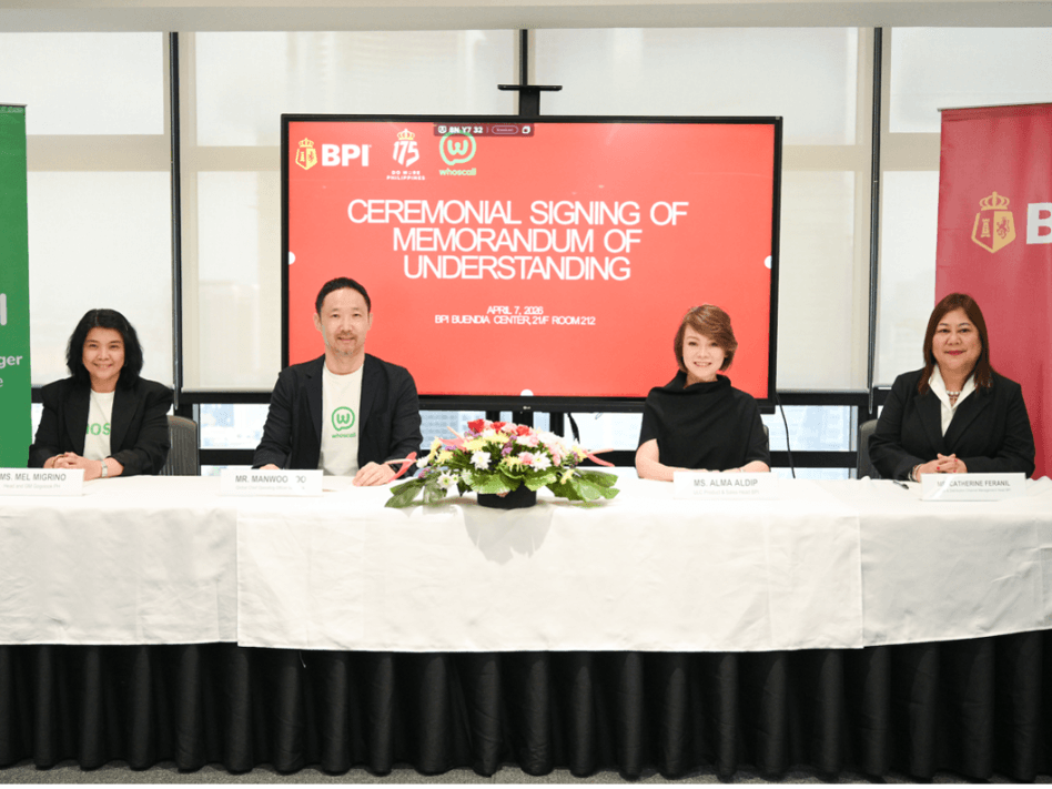 From left: Gogolook&rsquo;s PH country head and general manager Mel Megrino and global chief operating officer Manwoo Joo with BPI&rsquo;s ULC product and sales head Alma Aldip and sales and distribution channel management head Catherine Feranil.| Contributed photo