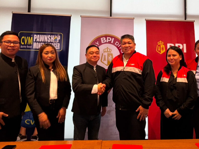 (From left)  Mark Estacio, marketing manager of CVM Pawnshop; Sharon Plantilla, operations manager of CVM Pawnshop; Paul Cancio V, president and COO of CVM Pawnshop; Rally Jereza, head of BPI Agency Banking; Donna Barroga, head of BPI Agency Banking brand management and marketing; Nell Salvador, head of BPI Agency Banking training and customer service./Contributed photo (Click on the photo to ​view full image)
