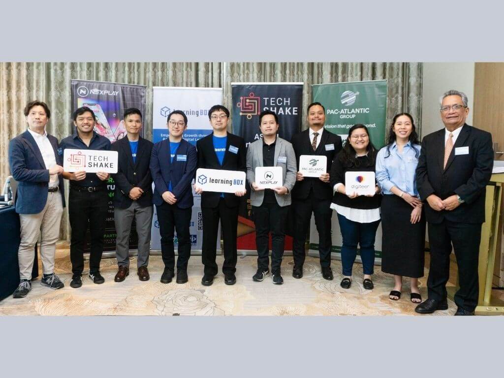 Kotaro Adachi, TechShake founder and CEO; Paolo Rentero, Nexplay director; Yuki Yoshimoto, learningBOX Inc. contract employee; Shintaro Nishimura, learningBOX Inc. director; Yoichiro Nishimura, learningBOX Inc. CEO; Gabriel Benito, Nexplay founder and CEO; Dominic de Leon, PAC-Atlantic Group executive director; Danica Elpidama, Digiteer Business development lead; Fatima Yambao, Digiteer CEO and founder; Ramon De Leon, PAC-Atlantic Group president and founding chairman | Contributed photo