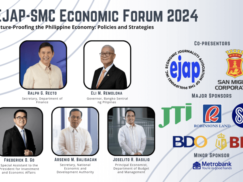 The EJAP, SMC Economic Forum will feature economic ministers and top executives from the private sector. 