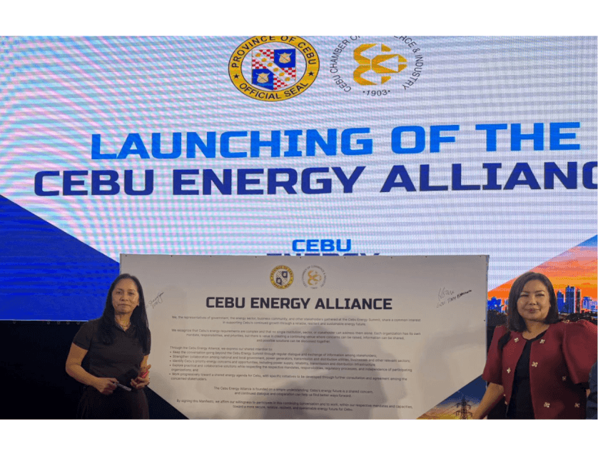 Energy Secretary Sharon Garin and Cebu Gov. Pamela Baricuatro are among the first signatories of the manifesto establishing the Cebu Energy Alliance, a multisectoral initiative bringing together government agencies, energy industry players, business groups and local government units to address Cebu&rsquo;s power shortages, rising electricity costs and energy infrastructure challenges. | Photo by Connie Fernandez-Brojan