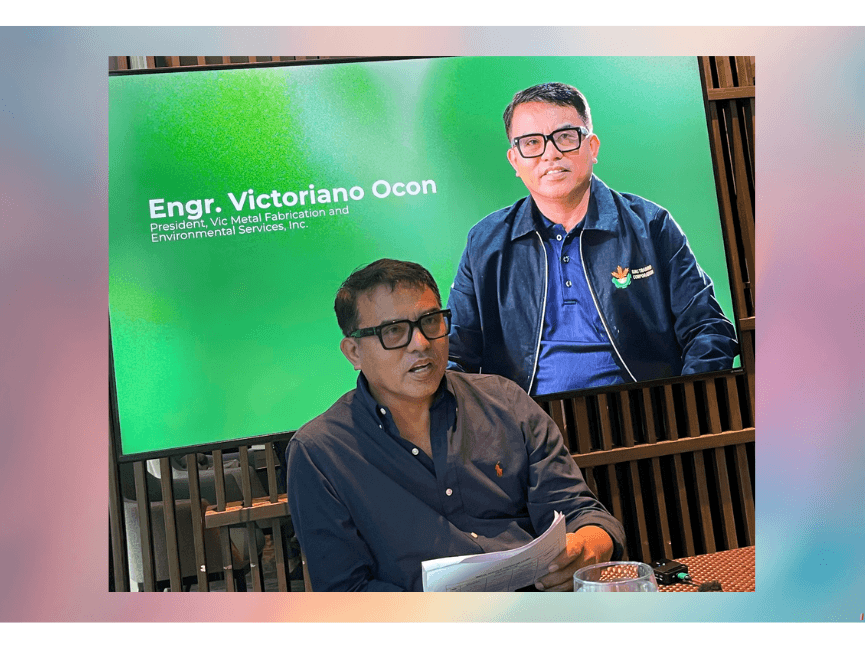Engr. Victoriano Ocon, president of Vic Metal Fabrication and Environmental Services Inc., talks to reporters about his gasification technology which emerged one of the five winners of the 2026 Presidential Filipinnovation Award.&nbsp; | Photo by Connie Fernandez-Brojan