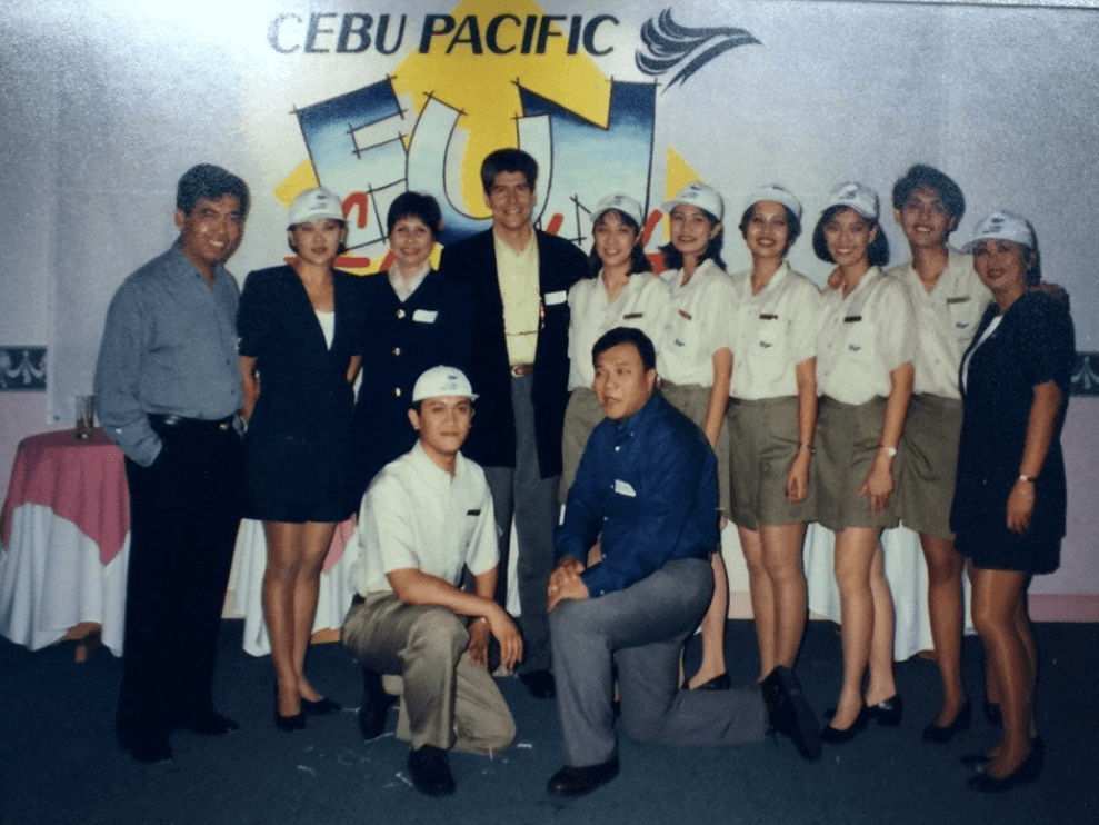 Cebu Pacific staffers seen here during a company event in the late 1990s./Cebu Pacific archival photo