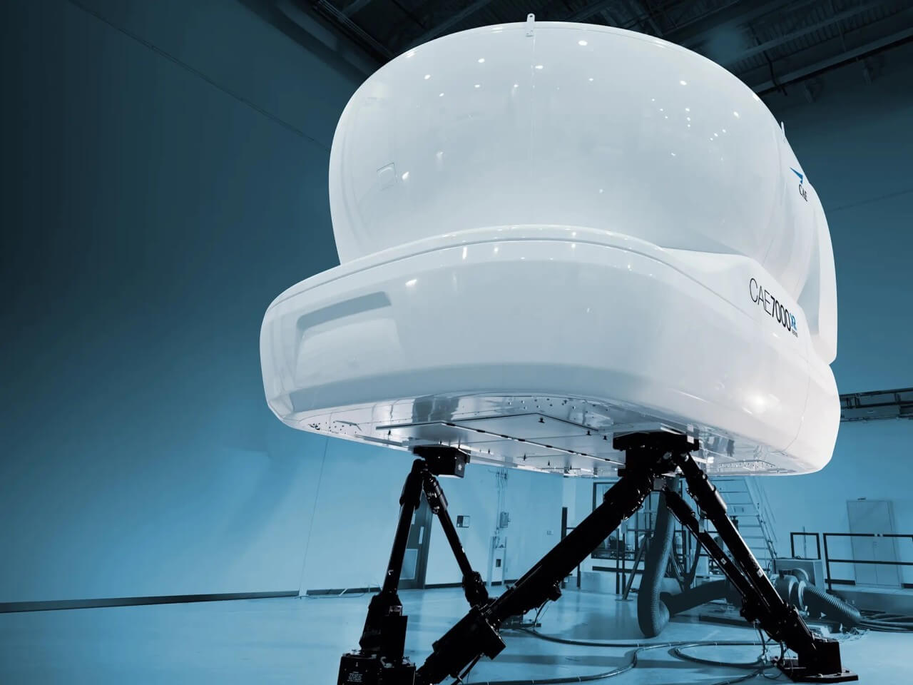 A full-motion flight simulator used for the most realistic level of pilot training. Canada's CAE is the world leader in making these multimillion-dollar training facilities./Photo from CAE website