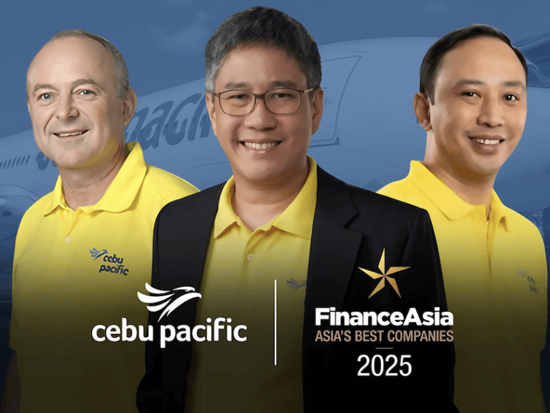 Cebu Pacific's management team is lead by CEO Mike Szucs (left), president, chief commercial officer Xander Lao, and chief financial officer Mark Cezar. 