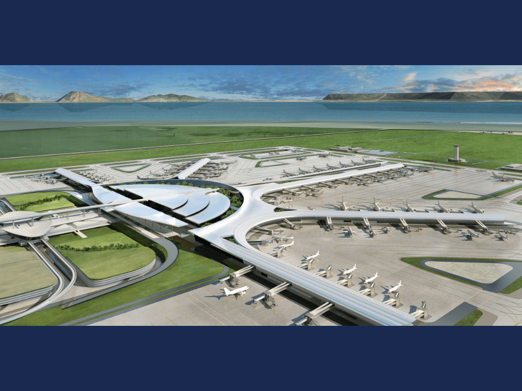 Artist's concept of the main terminal of the New Manila International Airport in Bulakan, Bulacan, with the first phase expected to open by the end of 2028. | Contributed photo