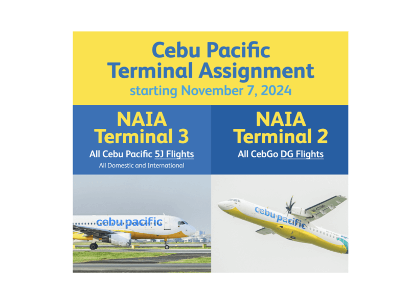 Cebgo flights will move to NAIA Terminal 2 on Nov. 7. 