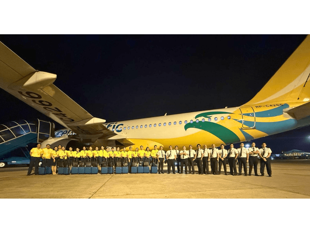 The Cebu Pacific Airbus A320neo and its crew which will be deployed by the country's largest carrier to Vietnam Airlines for the latter's operations during its busy travel season./Contributed photo